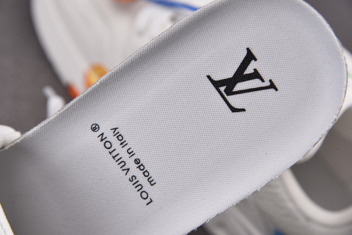 l&v x yayoi kusama trainer white print