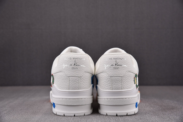 l&v x yayoi kusama trainer white print