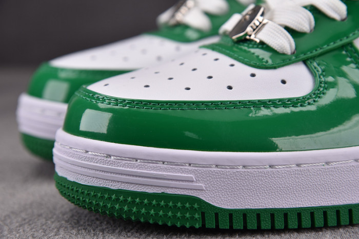 a bathing ape bape sta patent leather green white