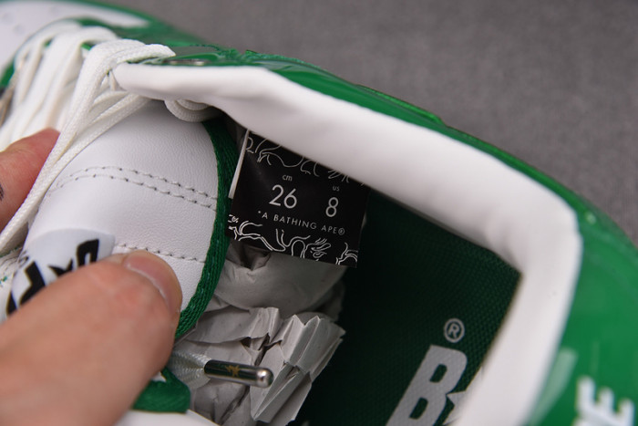 a bathing ape bape sta patent leather green white