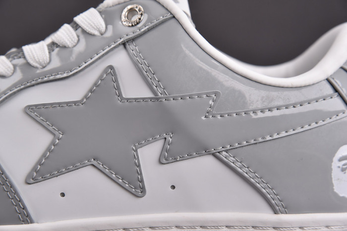 a bathing ape bape sta patent leather white grey