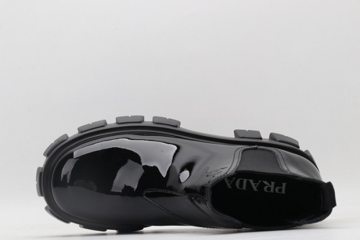 prad monolith patent leather chelsea boots