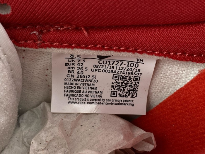 nike dunk low university red (2020) cu1727-100