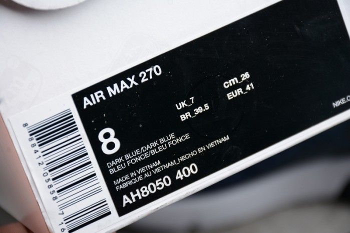 NIKE mens Air Max 270 "Midnight Navy" Black/ White AH8050-400