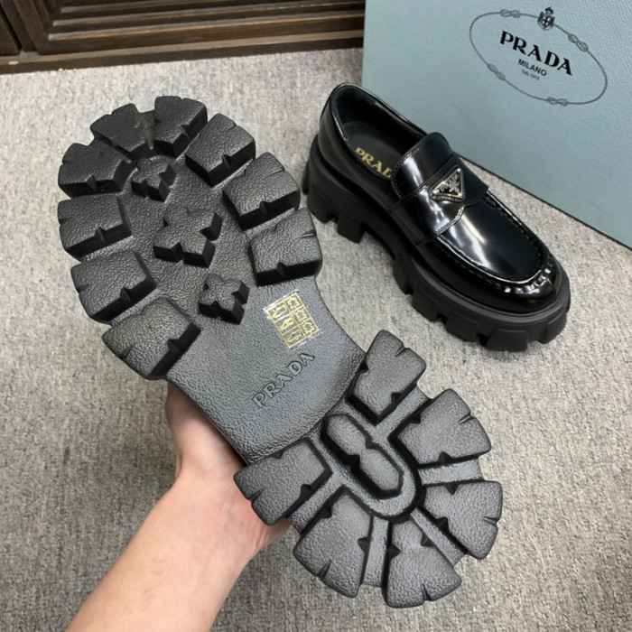 prad brushed leather loafers