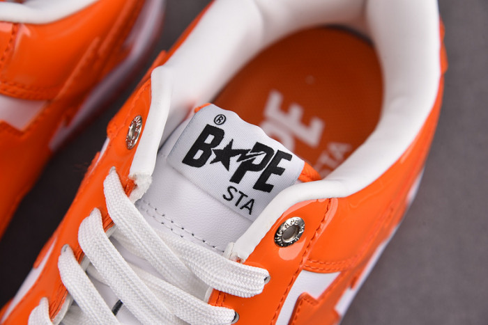 a bathing ape bape sta patent leather orange white
