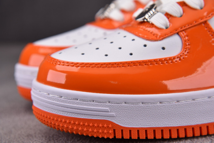 a bathing ape bape sta patent leather orange white
