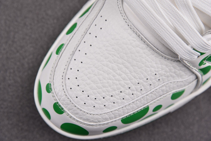 l&v x yayoi kusama trainer white green