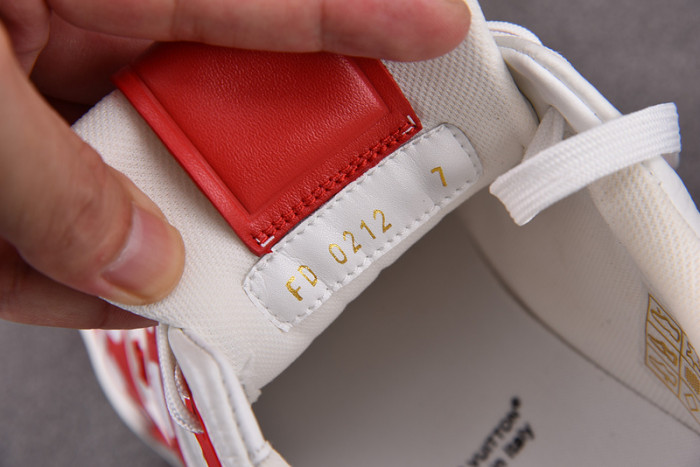 l&v x yayoi kusama trainer white red