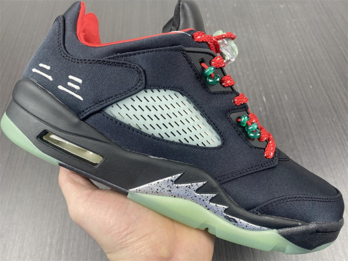 clot x air jordan 5 low black green red dm4640-036