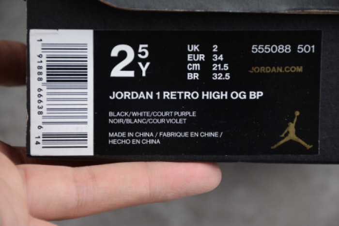 AIR JORDAN 1 RETRO HIGH COURT PURPLE Kids-555088-501