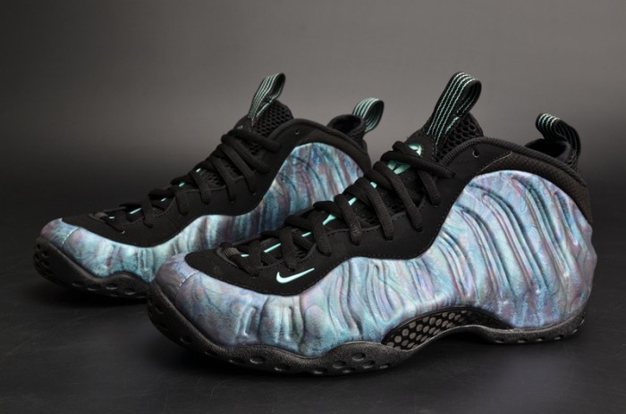nike air foamposite one prm “abalone” black/aurora green mens 575420-009