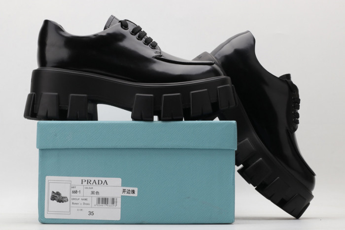 prad brushed leather and nylon lace-up shoes