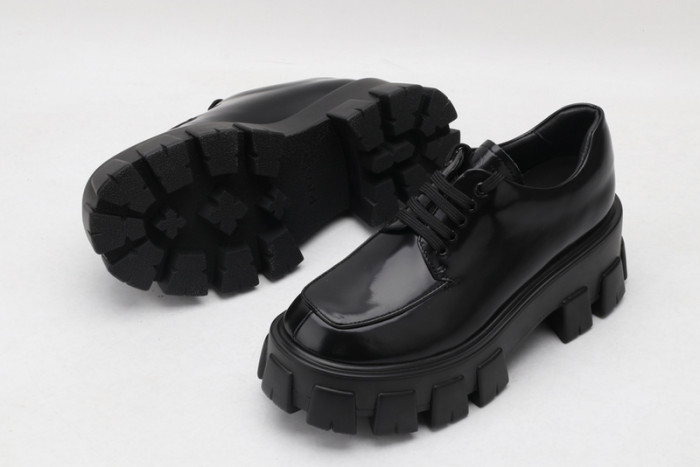 prad brushed leather and nylon lace-up shoes