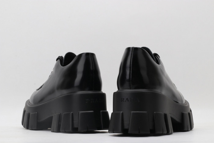 prad brushed leather and nylon lace-up shoes