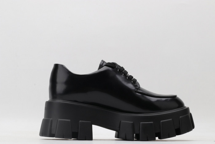 prad brushed leather and nylon lace-up shoes