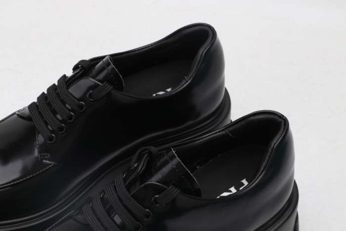 prad brushed leather and nylon lace-up shoes