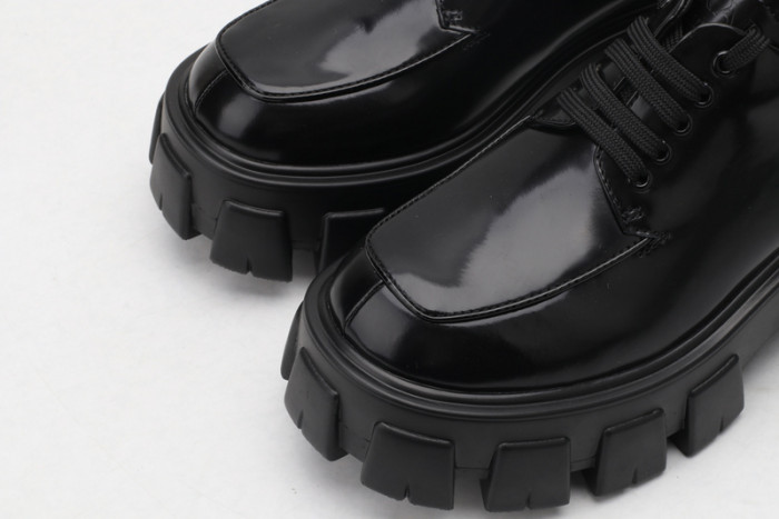 prad brushed leather and nylon lace-up shoes