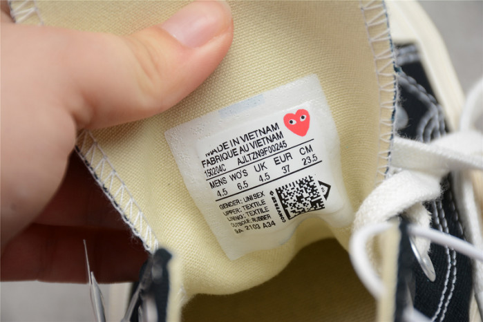 converse chuck taylor all-star 70 hi comme des garcons play black